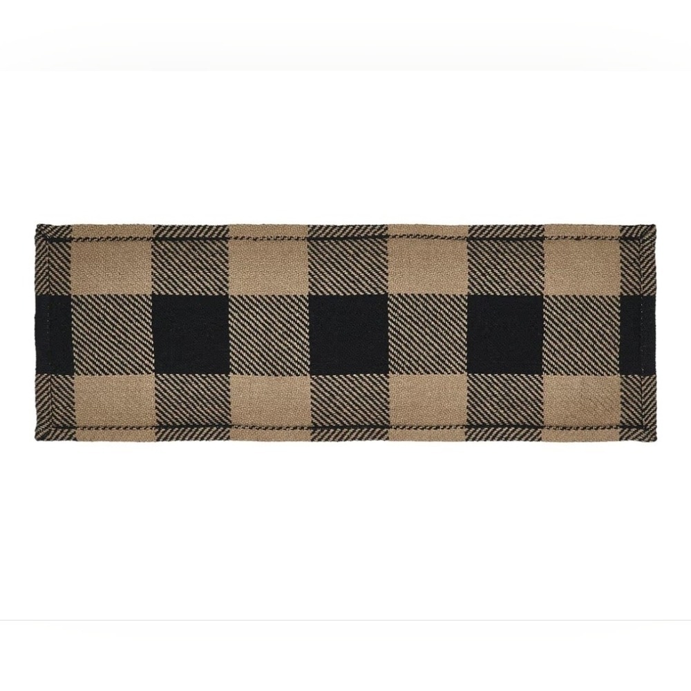 VHC Brands Buffalo Plaid Tan‎ And Black Cotton Rectangle Table Runner Country